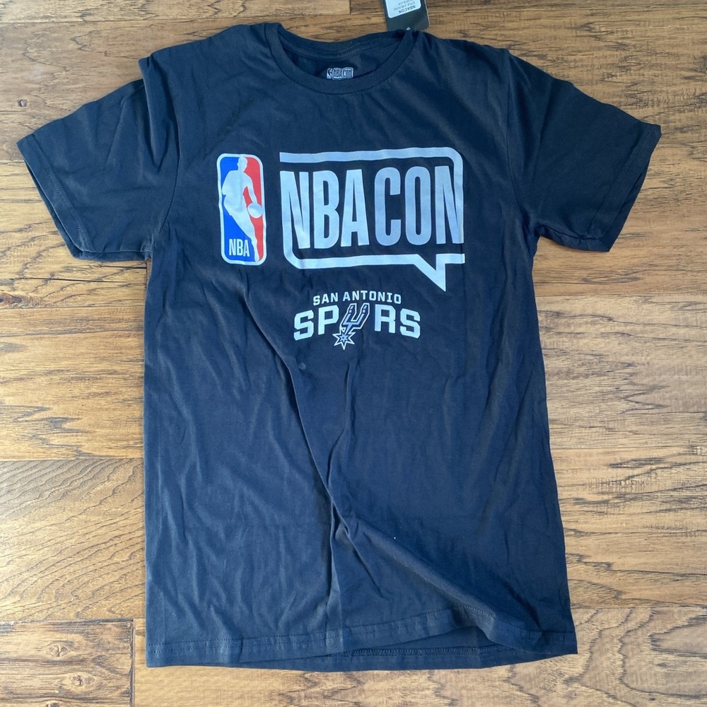 NBA CON San Antonio Spurs Shirt Small Black Graphic Tee NWT NBA
